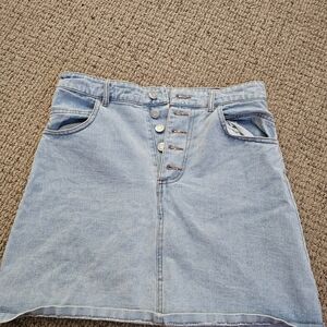 Pink Lily Light Blue Denim Mini Skirt